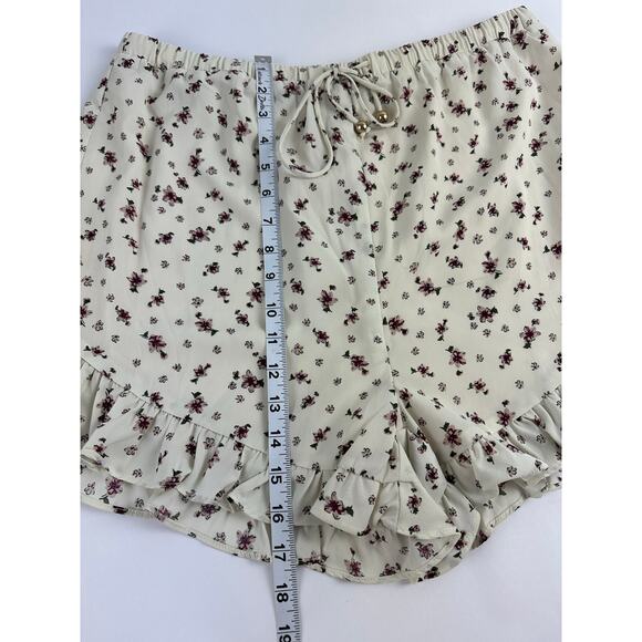 Sabo Skirt Size Large NWT Floral Print Drawstring Shorts Cream Ruffles Prairie - Picture 7 of 8